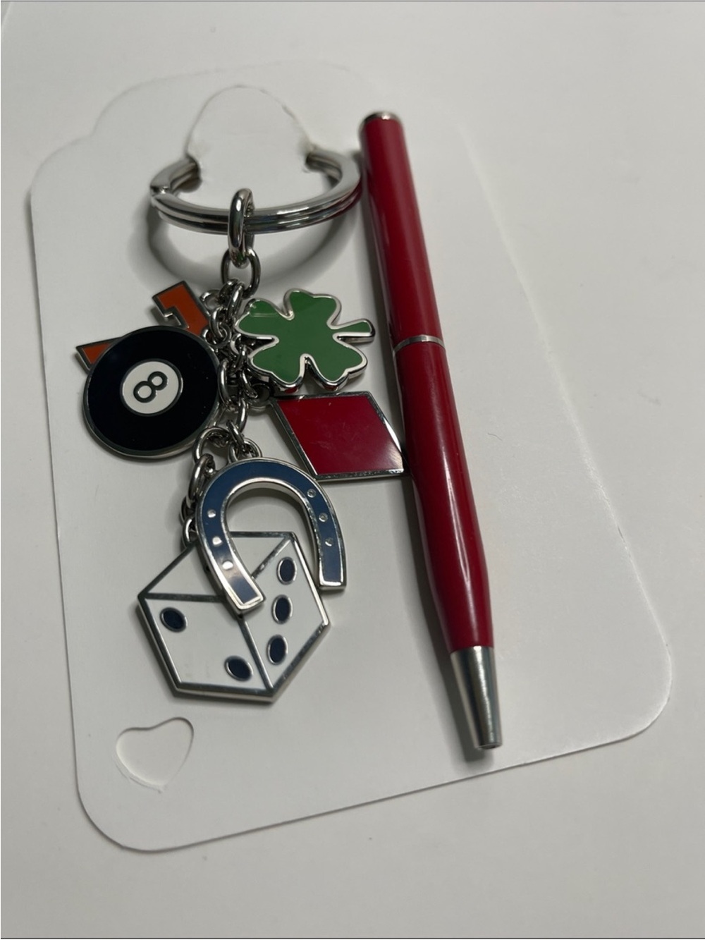 Coach Lucky Charm Key Fob & Red Coach Pen Set w/ Dust Bag NWOT - Picture 2 of 13